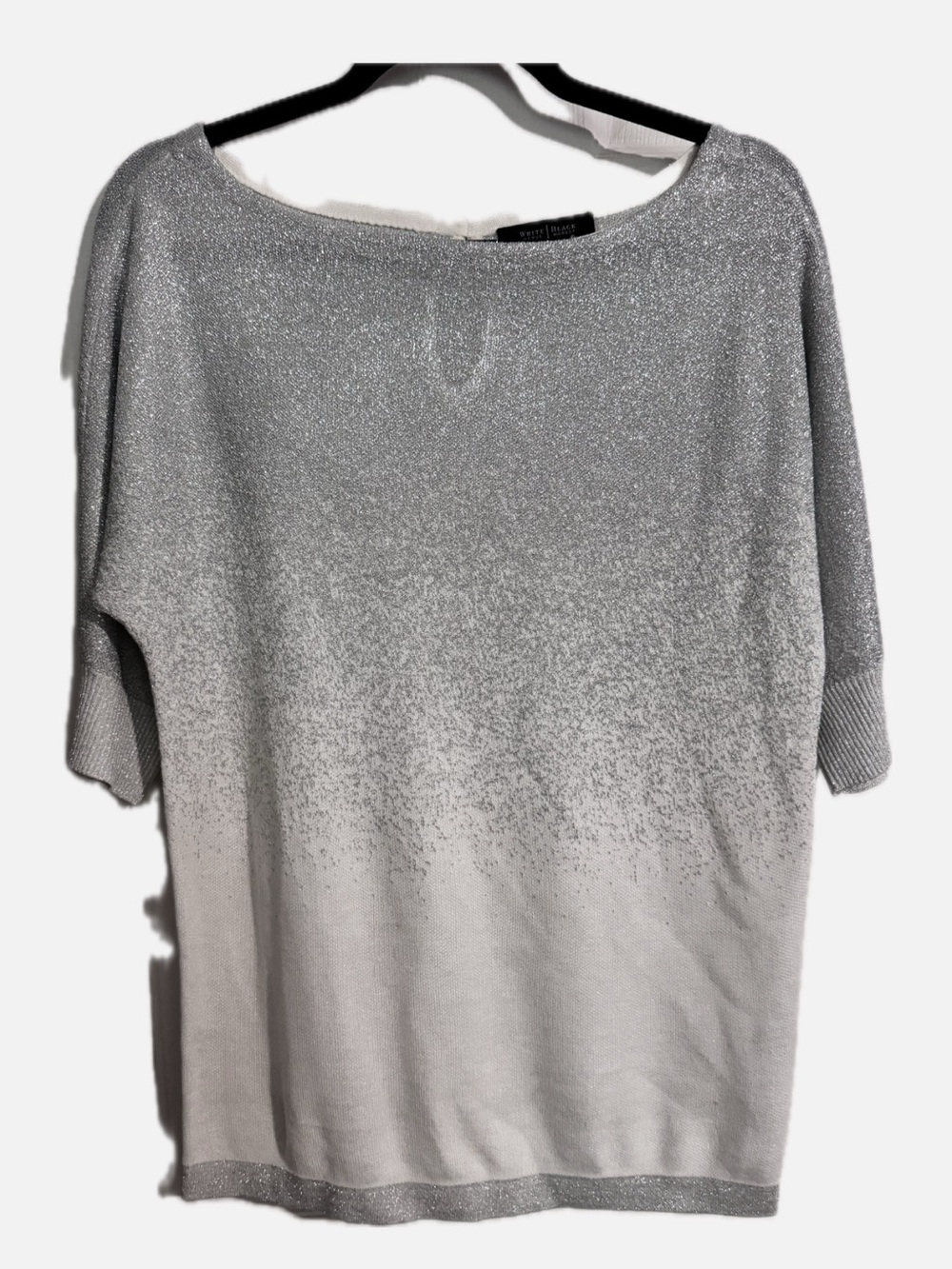 White House Black Market Silver Metallic Knit Top